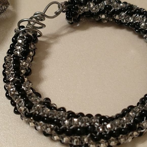 Hand Sewn Black and Silver Bracelet! - Picture 5 of 8